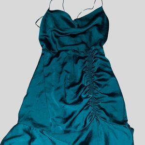 Elegant Teal Satin Dress